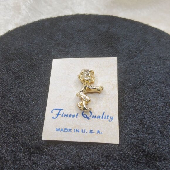 Vintage Gold-Tone Leprechaun Elf Pin Brooch Made In U.S.A. - Picture 2 of 3